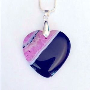 Pink and black heart necklace